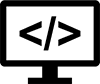 computer screen with coding tags as icon