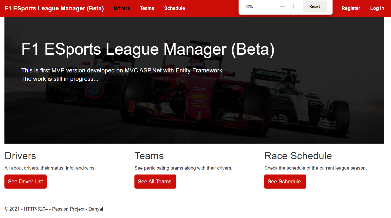 Snapshot of F1 Esports League Manager App