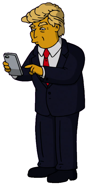 cartoon donald trump using phone